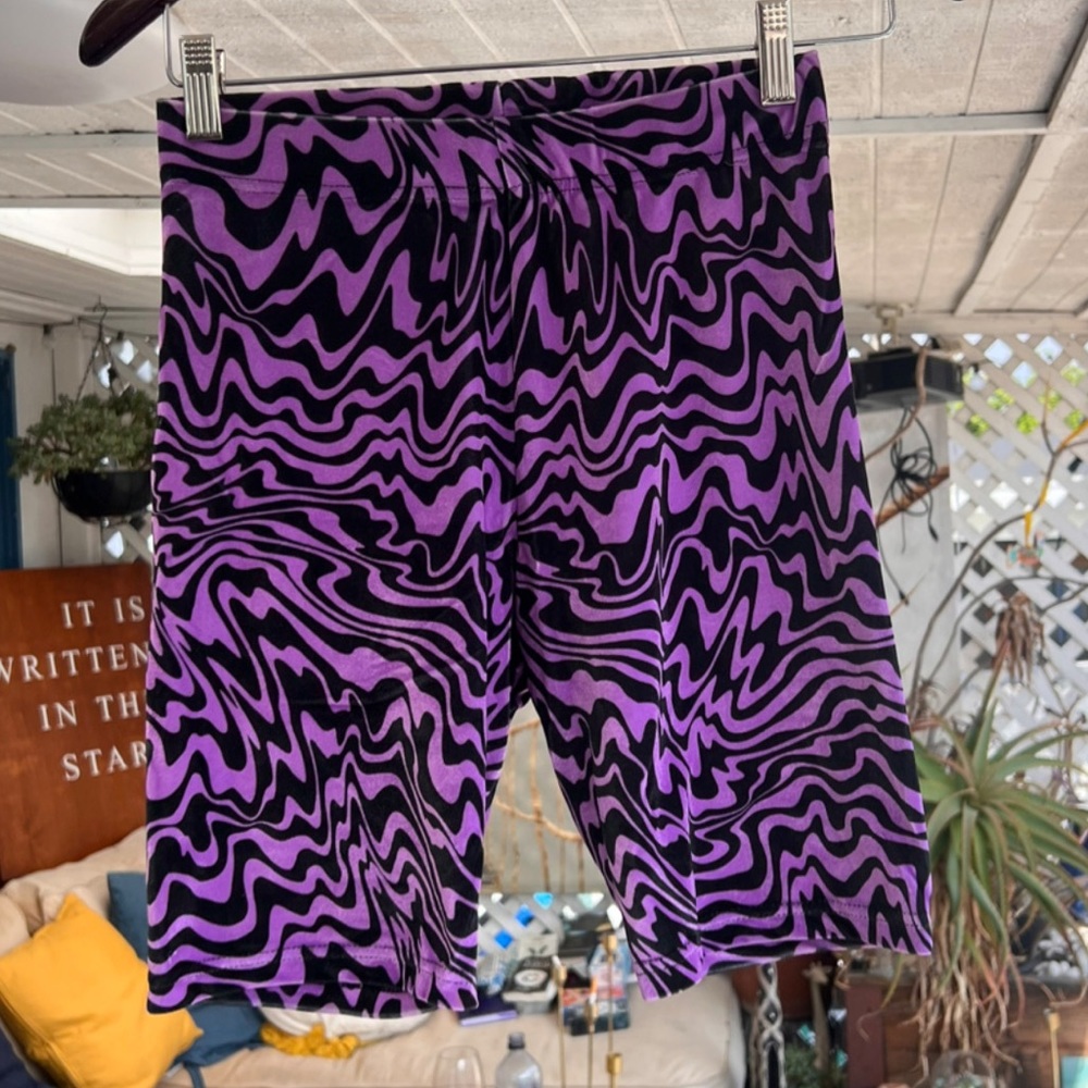 Trippy Purple Velvet Biker Shorts